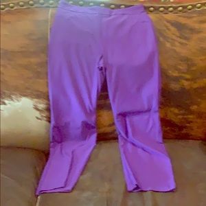 Elastic waist ban purple pants